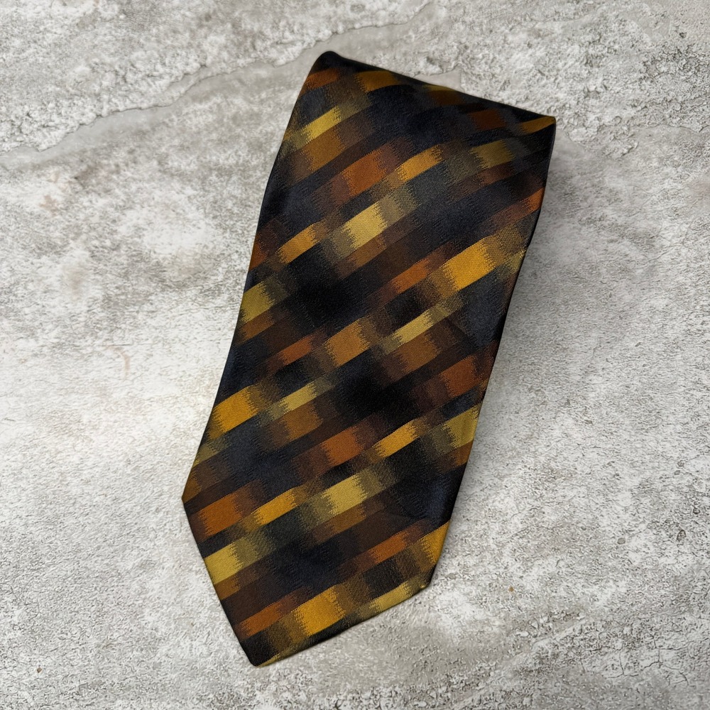 Tino Cosma Necktie Mens‎ OS Brown Geometric Silk Made in Italy